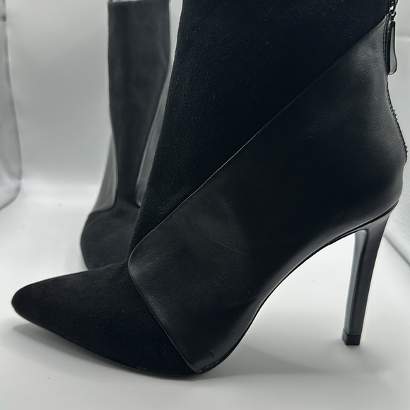 ZARA Black Suede & Leather Ankle Boots - Picture 6 of 10